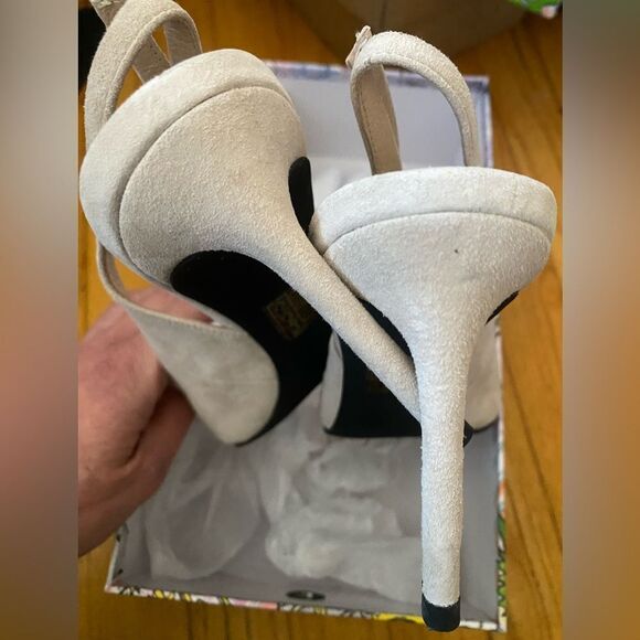 Jeffrey Campbell Kienna beige suede shoes high heels slingbacks Revolve 7.5 - Picture 7 of 11